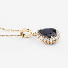 Load image into Gallery viewer, 2.09 Carat Genuine Blue Sapphire and White Diamond 14K Yellow Gold Pendant