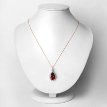 Load image into Gallery viewer, 3.29 Carat Genuine Rhodolite and White Diamond 14K Rose Gold Pendant