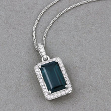 Load image into Gallery viewer, 3.55 Carat Genuine Green Tourmaline and White Diamond 14K White Gold Pendant