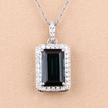 Load image into Gallery viewer, 3.55 Carat Genuine Green Tourmaline and White Diamond 14K White Gold Pendant