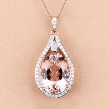 Load image into Gallery viewer, 9.31 Carat Genuine Morganite and White Diamond 14K Rose Gold Pendant