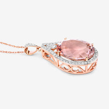 Load image into Gallery viewer, 9.31 Carat Genuine Morganite and White Diamond 14K Rose Gold Pendant