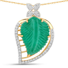 Load image into Gallery viewer, 29.67 Carat Genuine Colombian Emerald and White Diamond 14K Yellow Gold Pendant