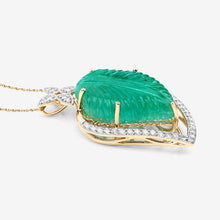 Load image into Gallery viewer, 29.67 Carat Genuine Colombian Emerald and White Diamond 14K Yellow Gold Pendant