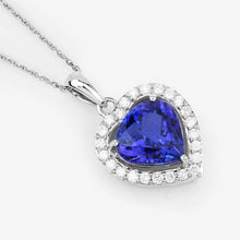 Load image into Gallery viewer, 3.74 Carat Genuine Tanzanite and White Diamond 14K White Gold Pendant