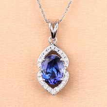 Load image into Gallery viewer, 2.44 Carat Genuine Tanzanite and White Diamond 14K White Gold Pendant