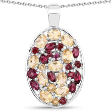 Load image into Gallery viewer, 2.88 Carat Genuine Citrine and Rhodolite .925 Sterling Silver Pendant