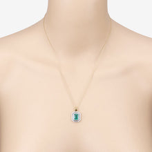 Load image into Gallery viewer, IGI Certified 2.37 Carat Genuine Zambian Emerald and White Diamond 14K Yellow & White Gold Pendant