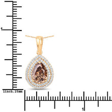 Load image into Gallery viewer, IGI Certified 2.01 Carat Genuine Brown Diamond Center and 0.29cttw White Diamond 18K Yellow Gold Pendant (2.30cttw)