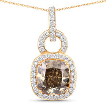 Load image into Gallery viewer, IGI Certified 2.50 Carat Genuine Brown Diamond Center and 0.31cttw White Diamond 18K Yellow Gold Pendant (2.81cttw)