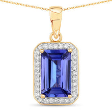 Load image into Gallery viewer, 2.15 Carat Genuine Tanzanite and White Diamond 14K Yellow Gold Pendant