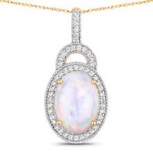 Load image into Gallery viewer, 3.30 Carat Genuine Ethiopian Opal and White Diamond 14K Yellow Gold Pendant