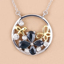 Load image into Gallery viewer, 1.41 Carat Genuine Blue Sapphire and White Topaz .925 Sterling Silver Pendant