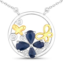 Load image into Gallery viewer, 1.41 Carat Genuine Blue Sapphire and White Topaz .925 Sterling Silver Pendant