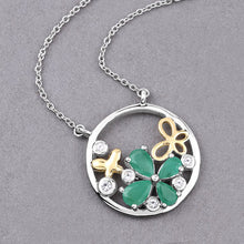 Load image into Gallery viewer, 1.35 Carat Genuine Emerald and White Topaz .925 Sterling Silver Pendant