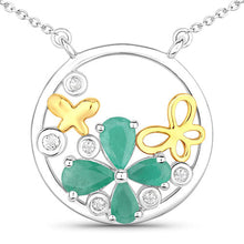 Load image into Gallery viewer, 1.35 Carat Genuine Emerald and White Topaz .925 Sterling Silver Pendant