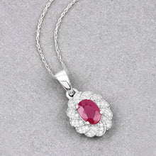 Load image into Gallery viewer, 0.95 Carat Genuine Ruby and White Diamond 10K White Gold Pendant