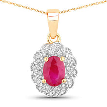 Load image into Gallery viewer, 0.95 Carat Genuine Ruby and White Diamond 10K Yellow Gold Pendant