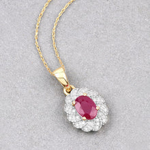 Load image into Gallery viewer, 0.95 Carat Genuine Ruby and White Diamond 10K Yellow Gold Pendant