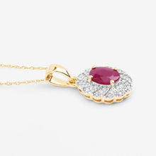 Load image into Gallery viewer, 0.95 Carat Genuine Ruby and White Diamond 10K Yellow Gold Pendant