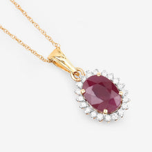 Load image into Gallery viewer, 1.60 Carat Genuine Ruby and White Diamond 10K Yellow Gold Pendant