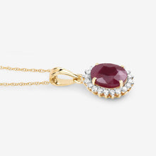 Load image into Gallery viewer, 1.60 Carat Genuine Ruby and White Diamond 10K Yellow Gold Pendant