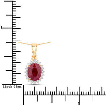 Load image into Gallery viewer, 1.60 Carat Genuine Ruby and White Diamond 10K Yellow Gold Pendant
