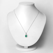 Load image into Gallery viewer, 1.36 Carat Genuine Zambian Emerald and White Diamond 10K White Gold Pendant