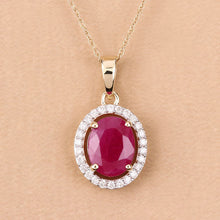 Load image into Gallery viewer, 2.51 Carat Genuine Ruby and White Diamond 10K Yellow Gold Pendant