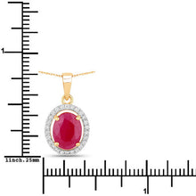 Load image into Gallery viewer, 2.51 Carat Genuine Ruby and White Diamond 10K Yellow Gold Pendant