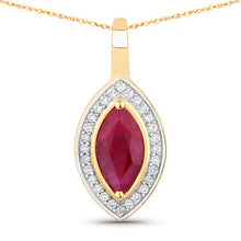Load image into Gallery viewer, 1.52 Carat Genuine Ruby and White Diamond 10K Yellow Gold Pendant