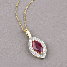Load image into Gallery viewer, 1.52 Carat Genuine Ruby and White Diamond 10K Yellow Gold Pendant