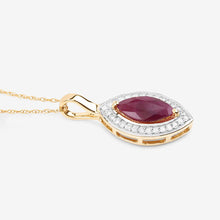 Load image into Gallery viewer, 1.52 Carat Genuine Ruby and White Diamond 10K Yellow Gold Pendant