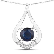 Load image into Gallery viewer, 1.24 Carat Genuine Blue Sapphire and White Diamond 10K White Gold Pendant