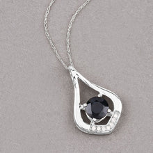 Load image into Gallery viewer, 1.24 Carat Genuine Blue Sapphire and White Diamond 10K White Gold Pendant