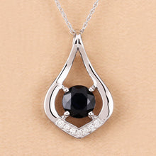 Load image into Gallery viewer, 1.24 Carat Genuine Blue Sapphire and White Diamond 10K White Gold Pendant