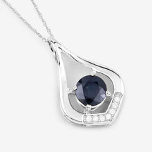 Load image into Gallery viewer, 1.24 Carat Genuine Blue Sapphire and White Diamond 10K White Gold Pendant