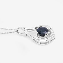 Load image into Gallery viewer, 1.24 Carat Genuine Blue Sapphire and White Diamond 10K White Gold Pendant