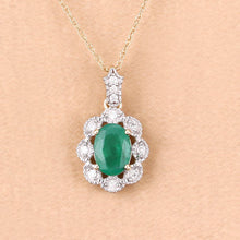Load image into Gallery viewer, 0.79 Carat Genuine Zambian Emerald and White Diamond 10K Yellow Gold Pendant