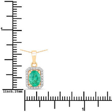 Load image into Gallery viewer, 0.83 Carat Genuine Zambian Emerald and White Diamond 10K Yellow Gold Pendant
