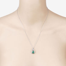 Load image into Gallery viewer, 1.18 Carat Genuine Zambian Emerald and White Diamond 10K White Gold Pendant