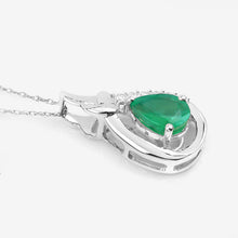Load image into Gallery viewer, 1.18 Carat Genuine Zambian Emerald and White Diamond 10K White Gold Pendant