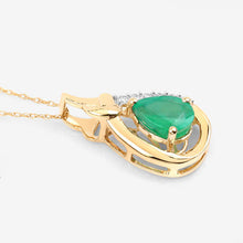 Load image into Gallery viewer, 1.18 Carat Genuine Zambian Emerald and White Diamond 10K Yellow Gold Pendant