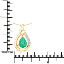 Load image into Gallery viewer, 1.18 Carat Genuine Zambian Emerald and White Diamond 10K Yellow Gold Pendant