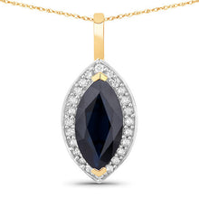 Load image into Gallery viewer, 2.29 Carat Genuine Blue Sapphire and White Diamond 10K Yellow Gold Pendant