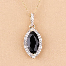 Load image into Gallery viewer, 2.27 Carat Genuine Blue Sapphire and White Diamond 10K Yellow Gold Pendant