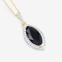 Load image into Gallery viewer, 2.27 Carat Genuine Blue Sapphire and White Diamond 10K Yellow Gold Pendant