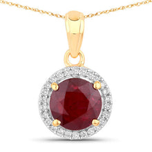 Load image into Gallery viewer, 1.49 Carat Genuine Ruby and White Diamond 14K Yellow Gold Pendant