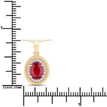 Load image into Gallery viewer, 1.55 Carat Genuine Ruby and White Diamond 14K Yellow Gold Pendant