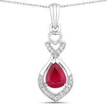 Load image into Gallery viewer, 0.86 Carat Genuine Ruby and White Diamond 14K White Gold Pendant